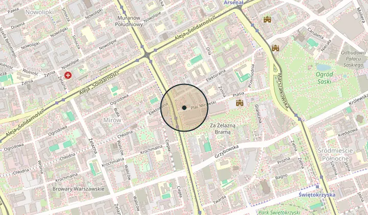 Mapa: plac Mirowski, Varsovia